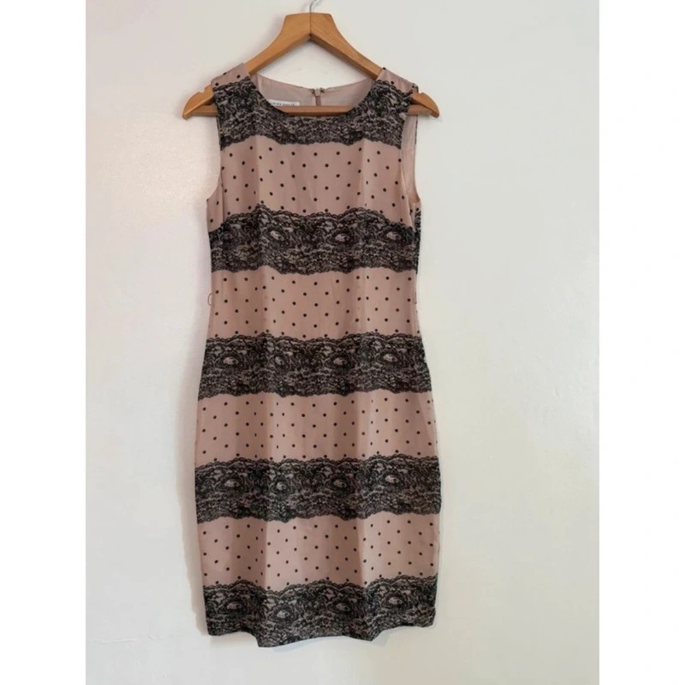 H&M Black and Cream Polka Dot Lace Midi Dress